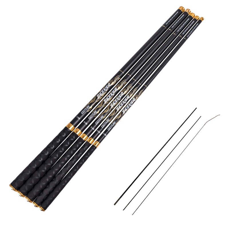 Goture Telescopic Tenkara Fishing Rod Collapsible Crappie Rods 1 Piece Portable Hand Fishing Poles Carbon Fiber Telescoping Stream Ultralight Inshore Carp Bamboo Pole Bass Trout 12 15 18 20 21 24Ft - Image 1
